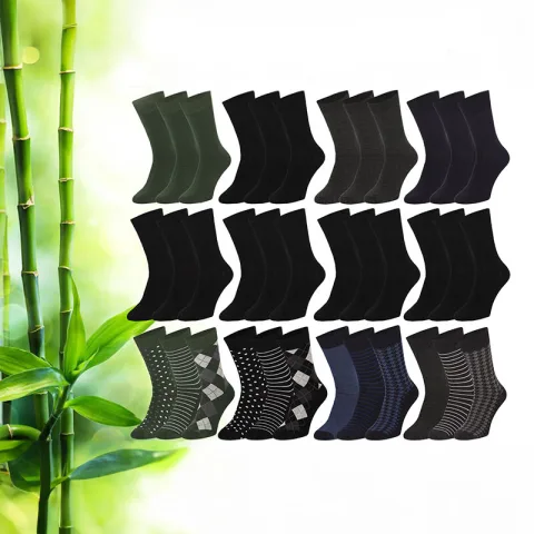 12-Pack Bamboo Elements Luxe Sokken