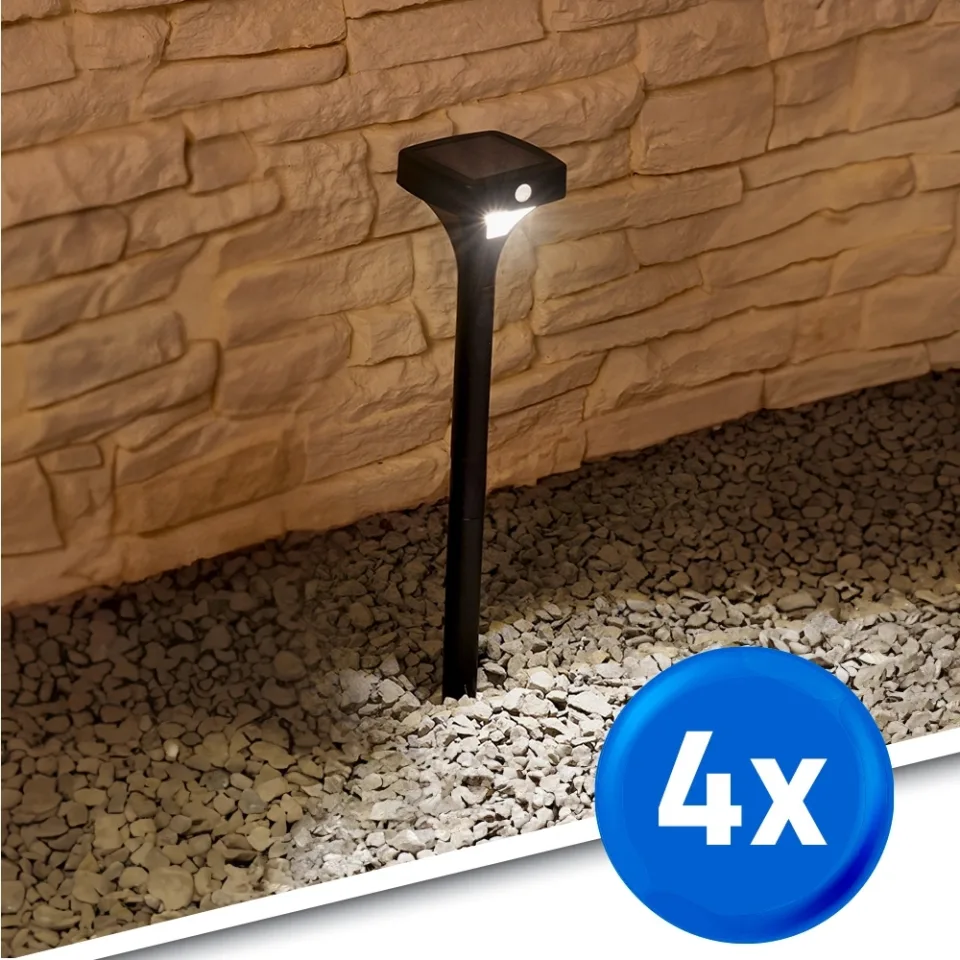 4x solar led priklamp move ii padverlichting | warm wit licht | met bewegingssensor