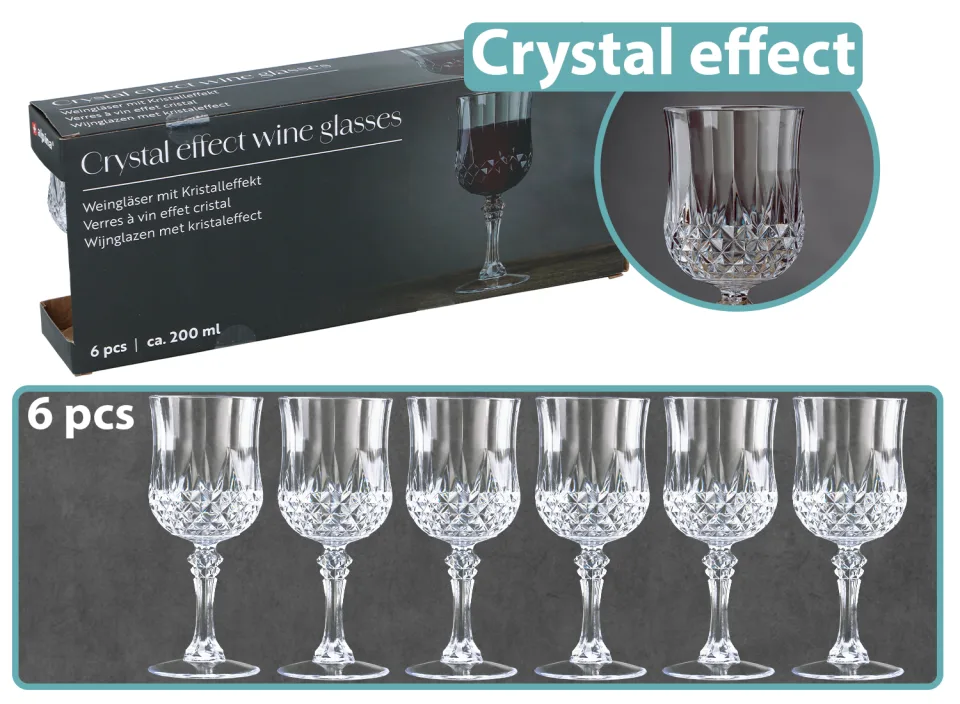 6 Elegante Wijnglazen - 200 ml - Plastic