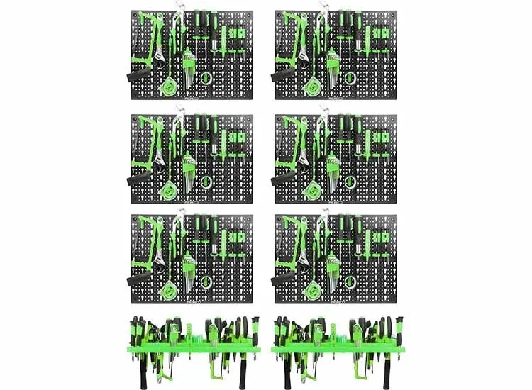 6x Profeco Gereedschapswand - 50x33 cm - Gereedschapsbord - incl. 2x Gereedschapshouder en 72x Gereedschapshaken