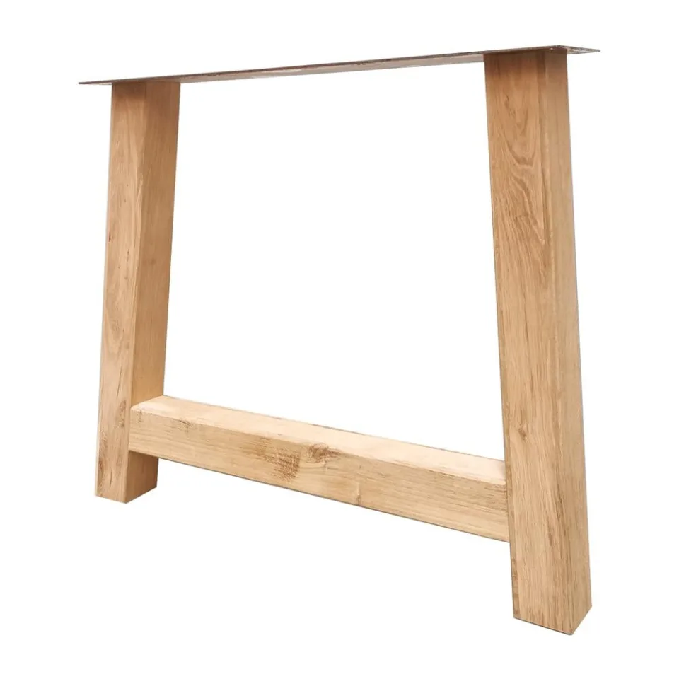 A-poot massief schuine eikenhout 90 bij 10 cm en hoogte 73 cm (10 x 10 cm)
