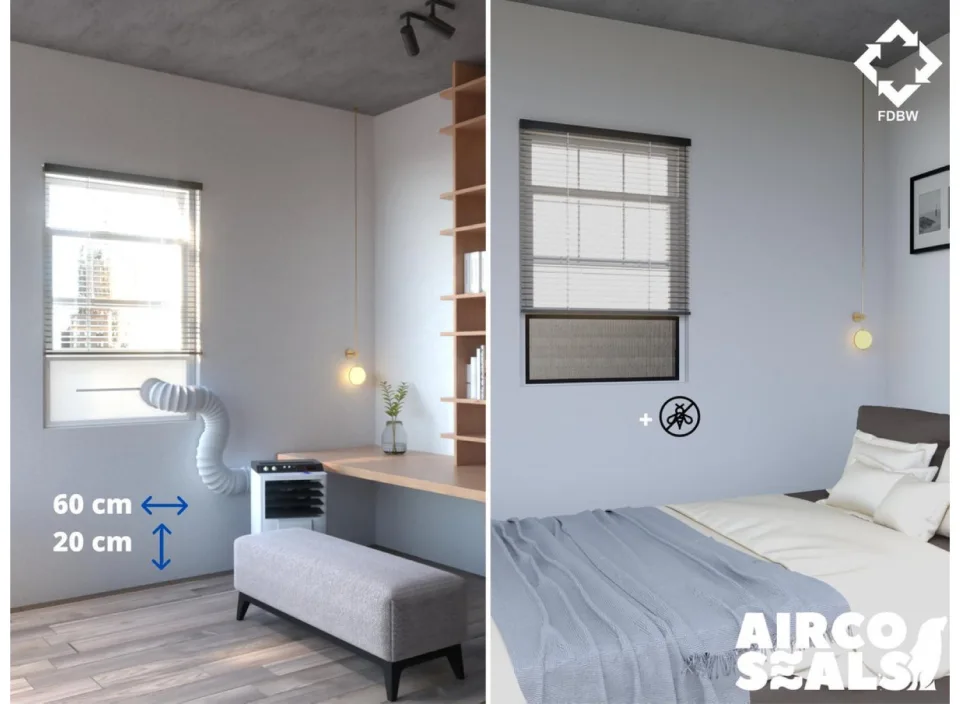 Airco Raamafdichting Mobiele Airco Voor Schuifraam - Met Hor - Voor Schuiframen Van 60 x 20 CM