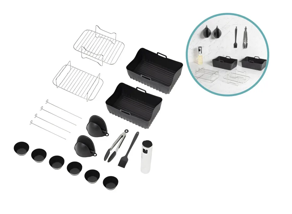 Airfryer accessoire set 9-delig RVS en siliconen