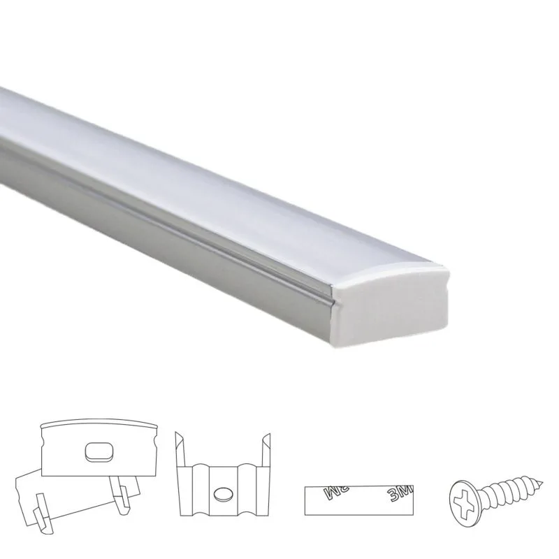 Aluminium ledstrip profiel opbouw 4m - 7 mm hoog - compleet met afdekkap