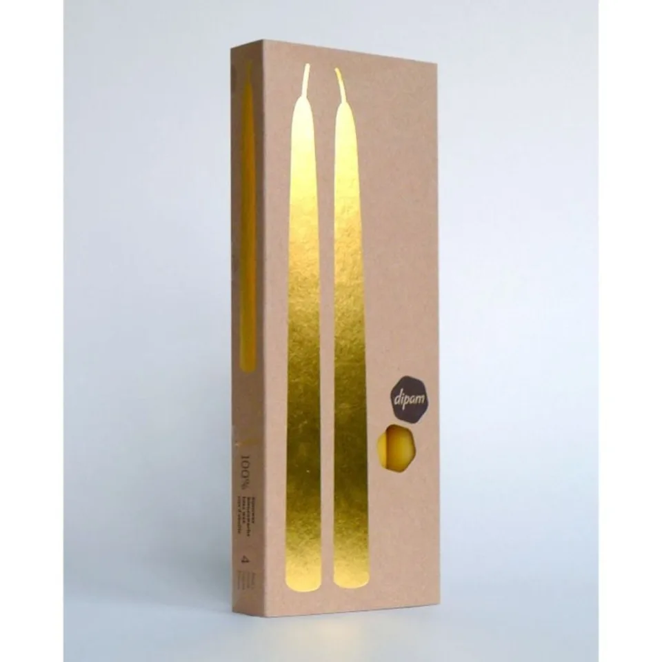 Bijenwas Dinerkaars in geschenkverpakking Ø2,2 x 25cm - 4 kaarsen