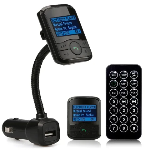 Bluetooth Carkit, FM Transmitter en MP3 speler + Dual USB lader