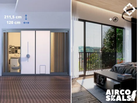 Deurafdichtingskit Mobiele Airco - Met Hor - 211,5 x 120 CM - Met Honden/Kattenluik - Luxe Uitvoering - Magneetsluiting