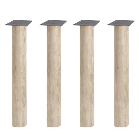 Eiken ronde tafelpoot 72,5 cm van massief hout Ø12 cm - set van 4 stuks