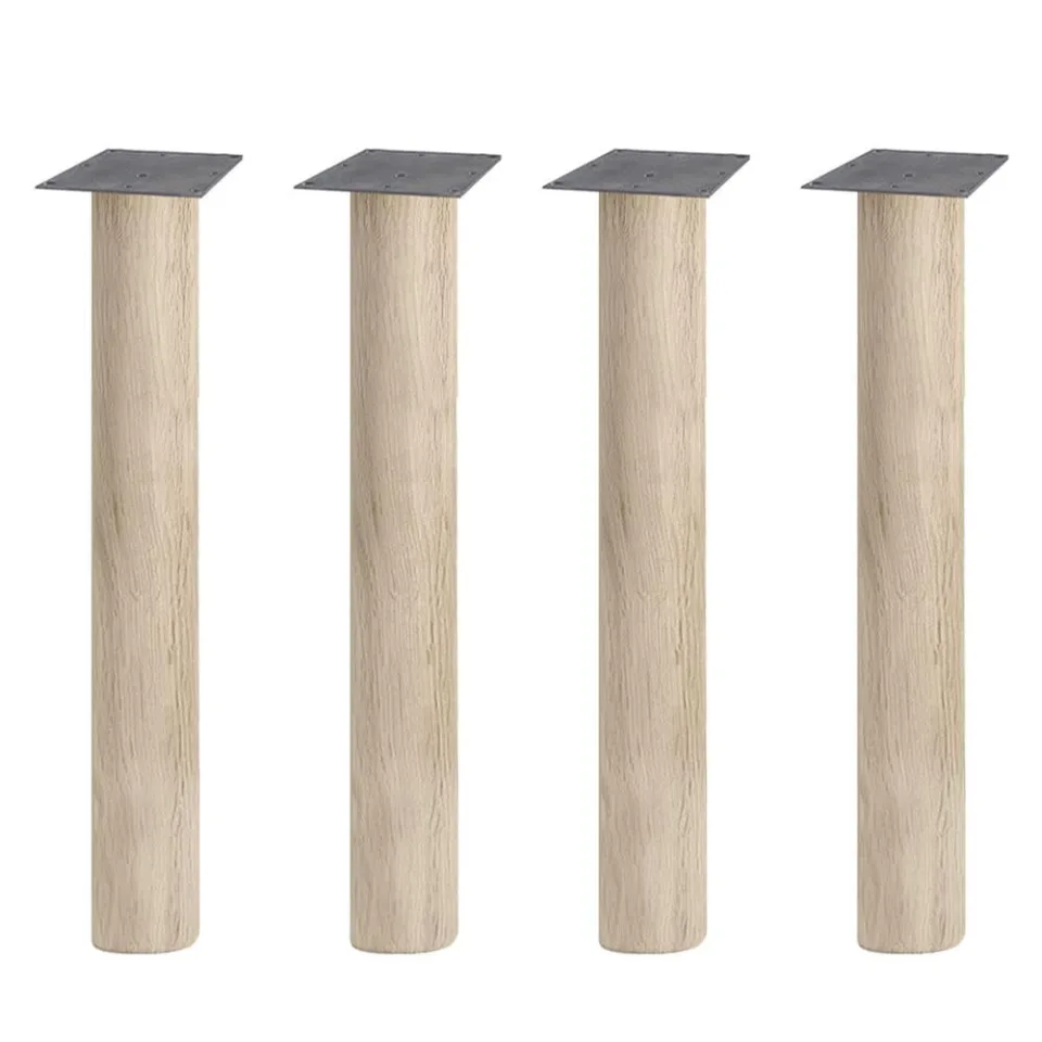 Eiken ronde tafelpoot 72,5 cm van massief hout Ø12 cm - set van 4 stuks