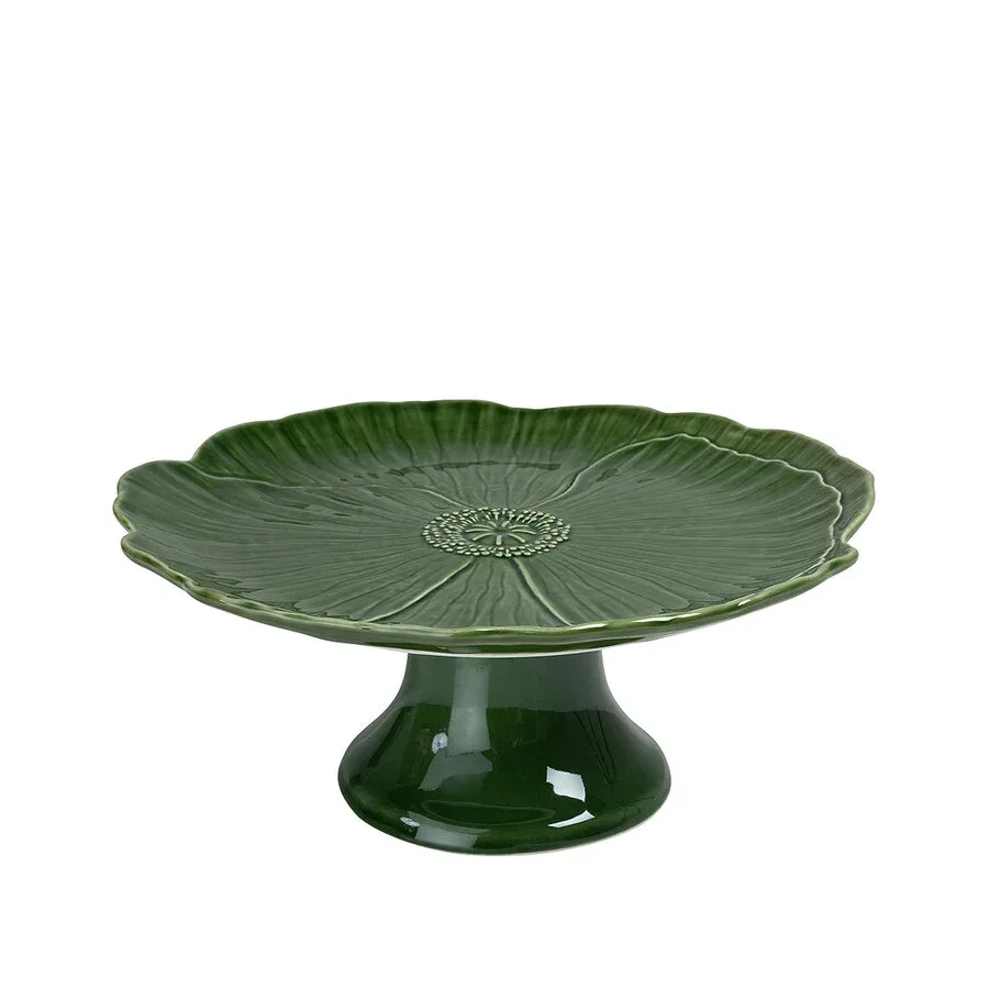 Faiança - Taartschaal Papaver - groen - 28 cm .