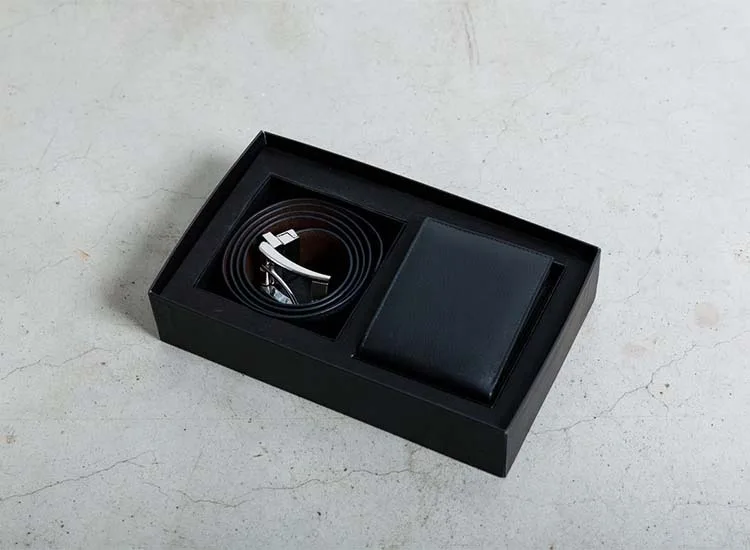 Geschenkset Portemonnee (Bruin) met Omkeerbare Leren Riem (Zwart/Bruin)