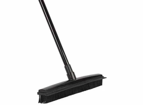 GS Rubberen Bezem - Kappersbezem - Vloerwisser met Steel - 68-120 cm - Zwart