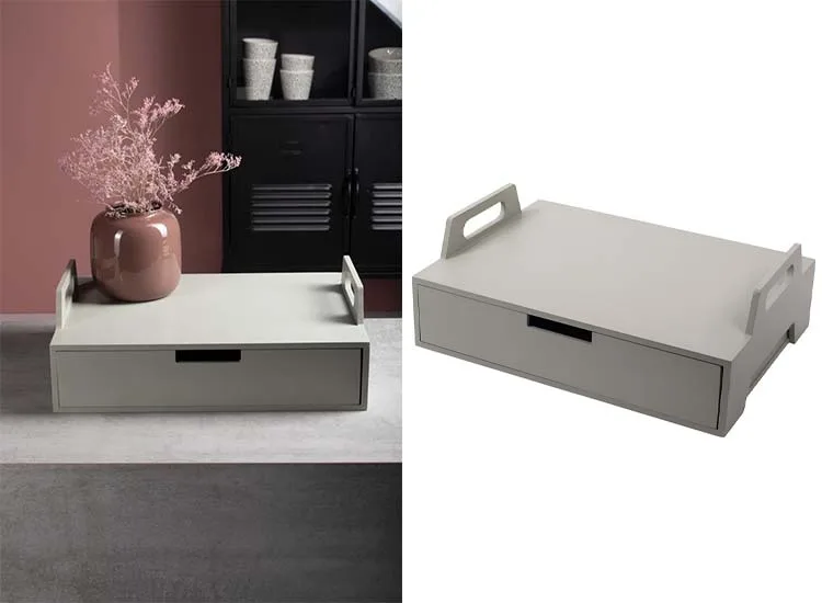 Gusta Dienblad - Laptoptafel - Hout - Grijs - 41 x 30 x 14,5 cm