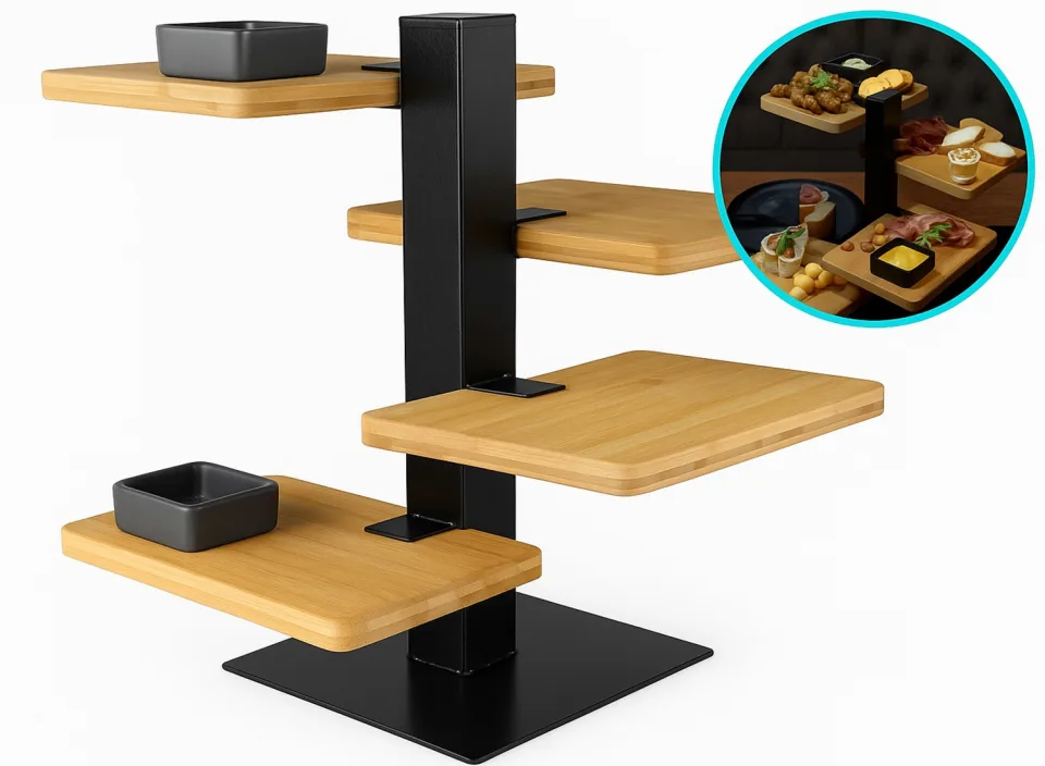 Gusta Serveertoren - Etagere - 4 bamboe planken