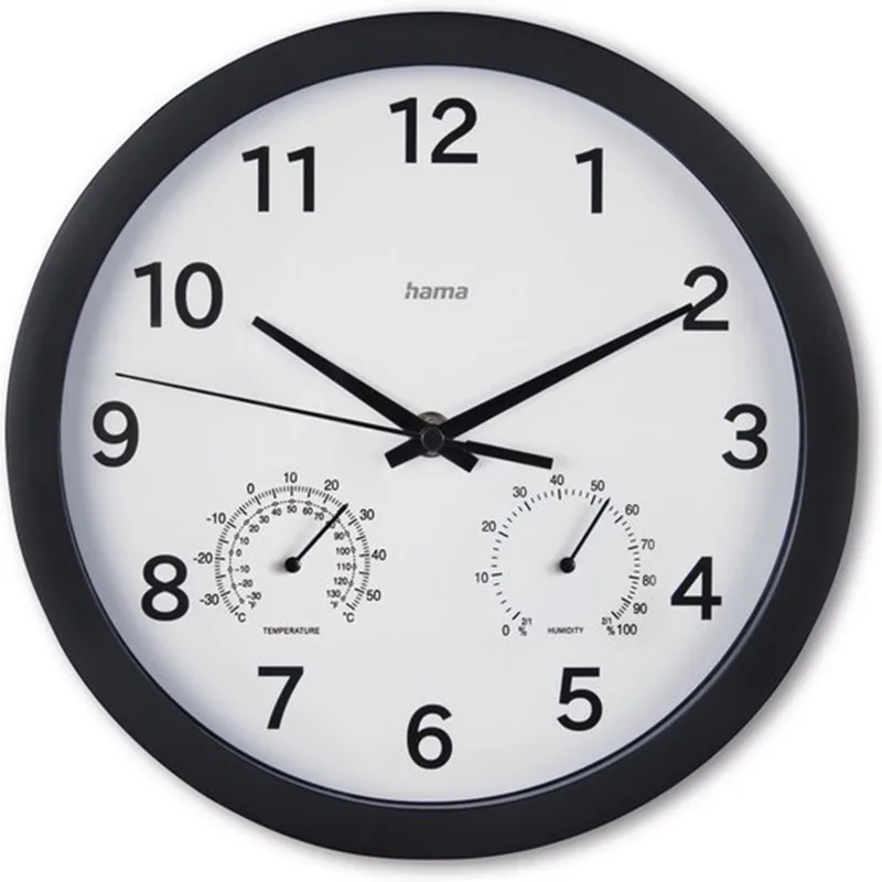 Hama Wandklok Malta met Thermo- en Hygrometer