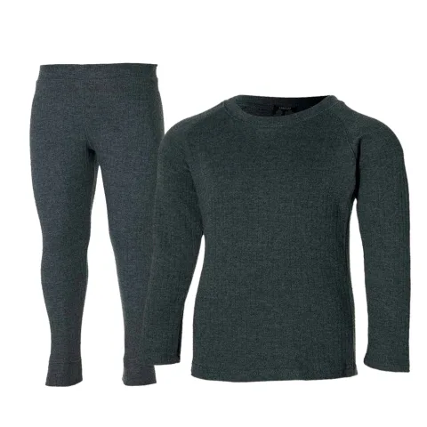 Heatkeeper Thermoset Kinderen Comfort - Thermoshirt + Thermo Legging - Antraciet Melange-140/146