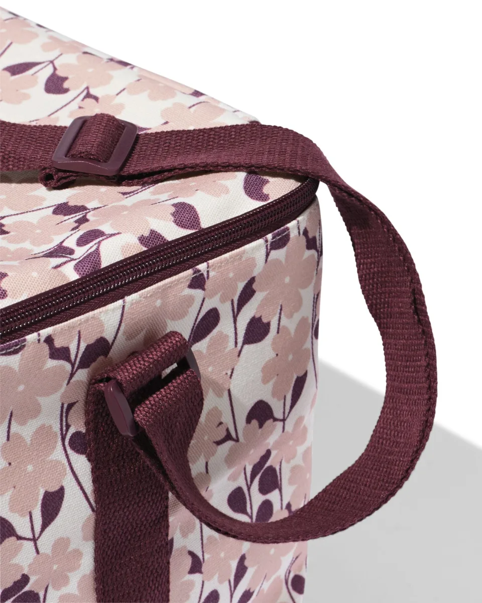 HEMA Koeltas 32x23x30 linnen bloemenprint roze