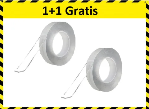 Herbruikbaar dubbelzijdig nano tape - 3 Meter - Transparant- 1+1 Gratis