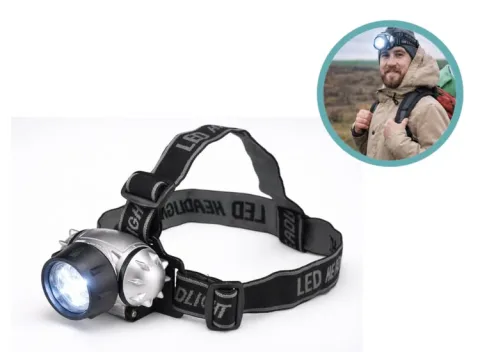 HI Hoofdlamp LED - Verstelbare Hoofdband - 3 Lichtstanden - Spatwaterdicht - Zwart