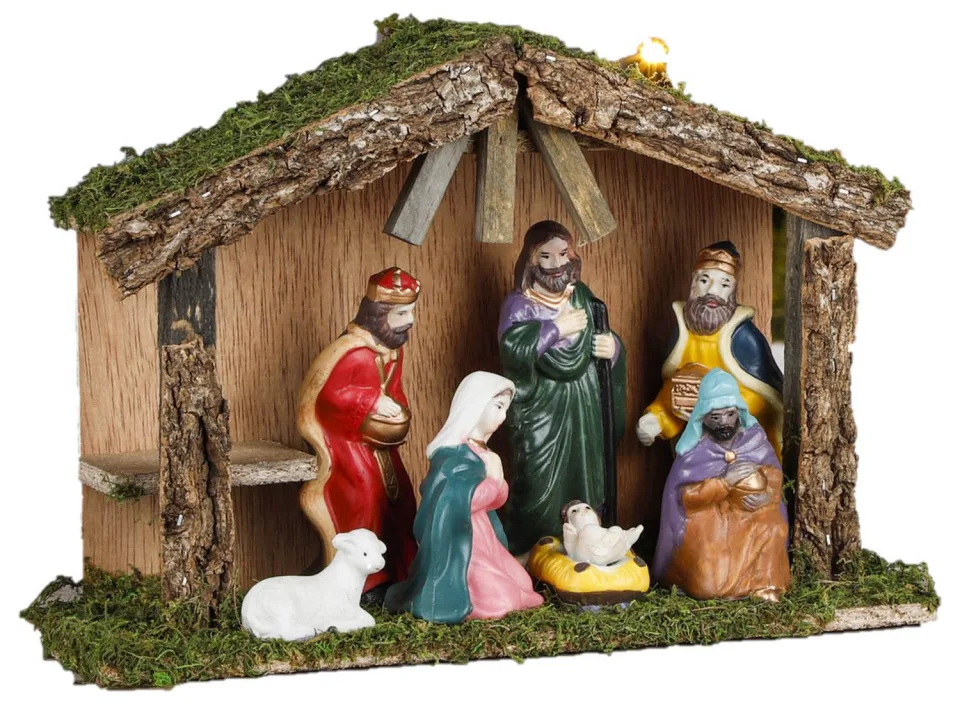 Hi Kerststal Set - Houten Stal met 7 Kerstbeelden - 30 cm