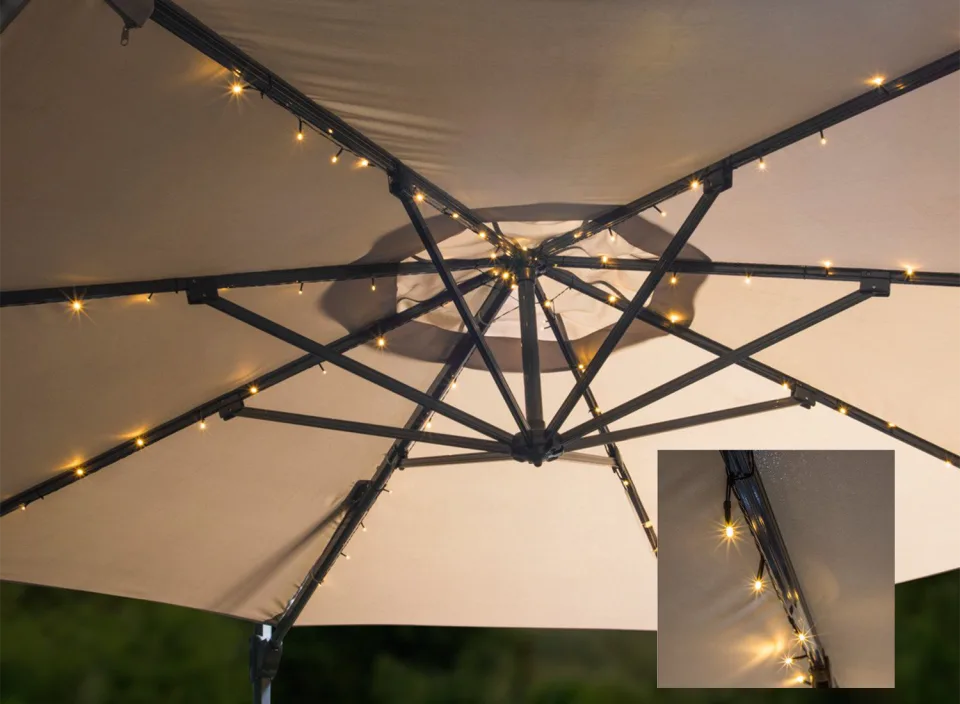 HI Parasol Lichtslinger - Solar LED - 130 cm