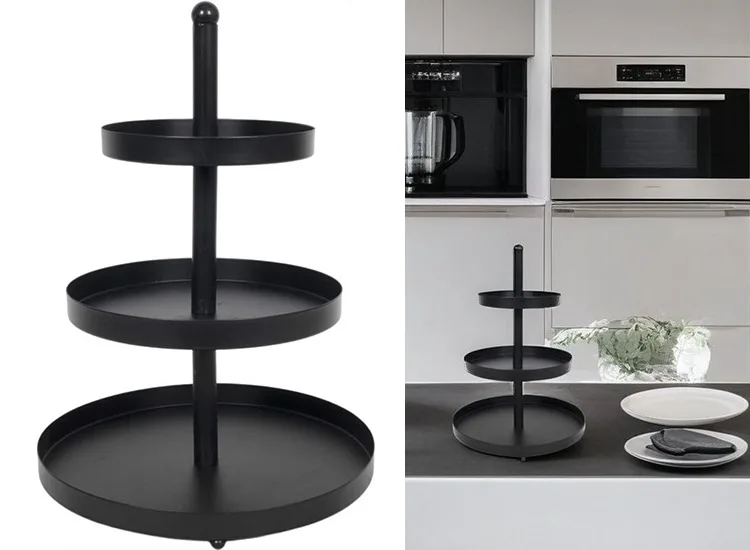 HIT Metalen Etagere - Serveertoren - 3 laags - 25 x 35 cm - Zwart