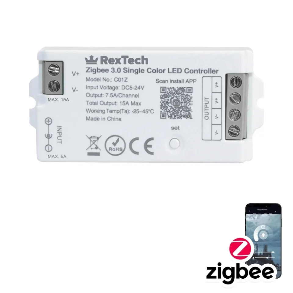 Hue compatible - Losse Zigbee controller - Witte ledstrips bedienen met Philips Hue