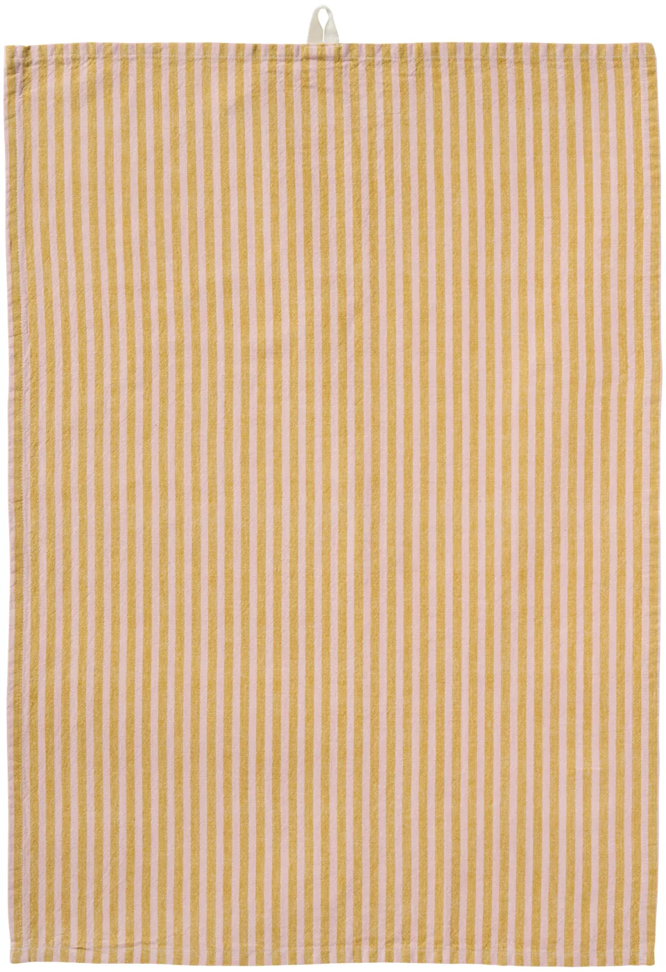 IB Laursen - Theedoek Linea - smalle streep mosterd/roze .
