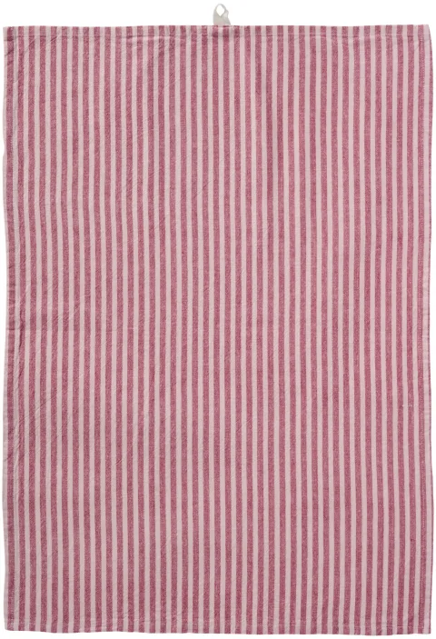 IB Laursen - Theedoek Linea - smalle streep roze/framboos .