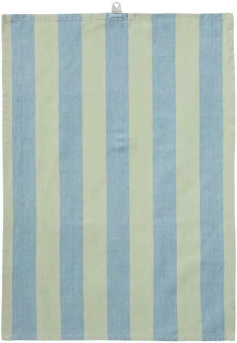 IB Laursen - Theedoek Linus - streep lichtgroen/blauw .