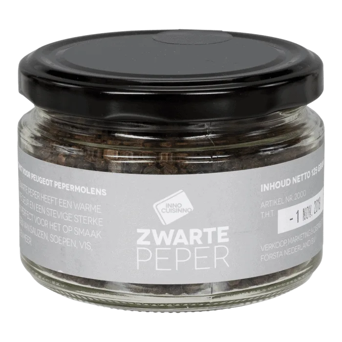 Inno Cuisinno - navulling zwarte peperkorrels Lampong - 125 gram .