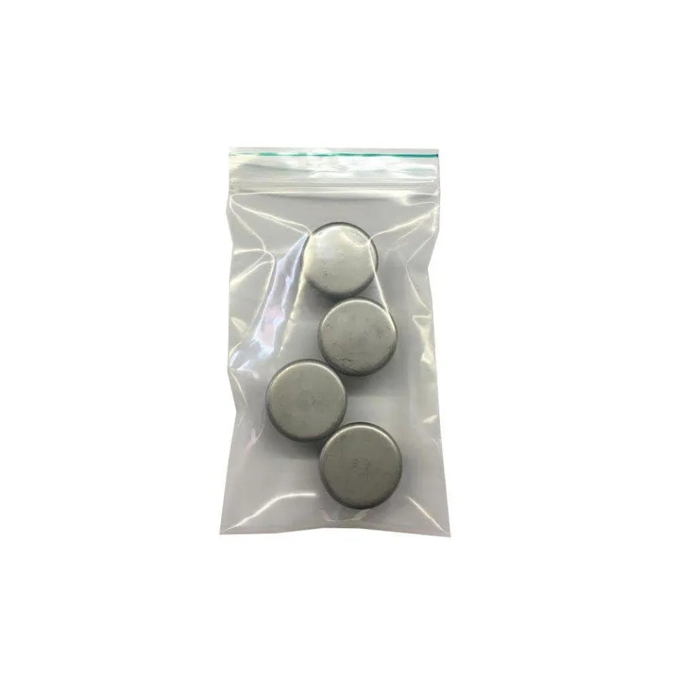 Inslagdop/meubeldop rvs look rond Ø 3,2 cm en hoogte 0,4 cm van kunststof - 4 stuks
