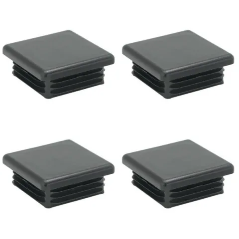 Inslagdop/meubeldop zwart vierkant 4,5 bij 4,5 cm en hoogte 0,4 cm van kunststof - 4 stuks