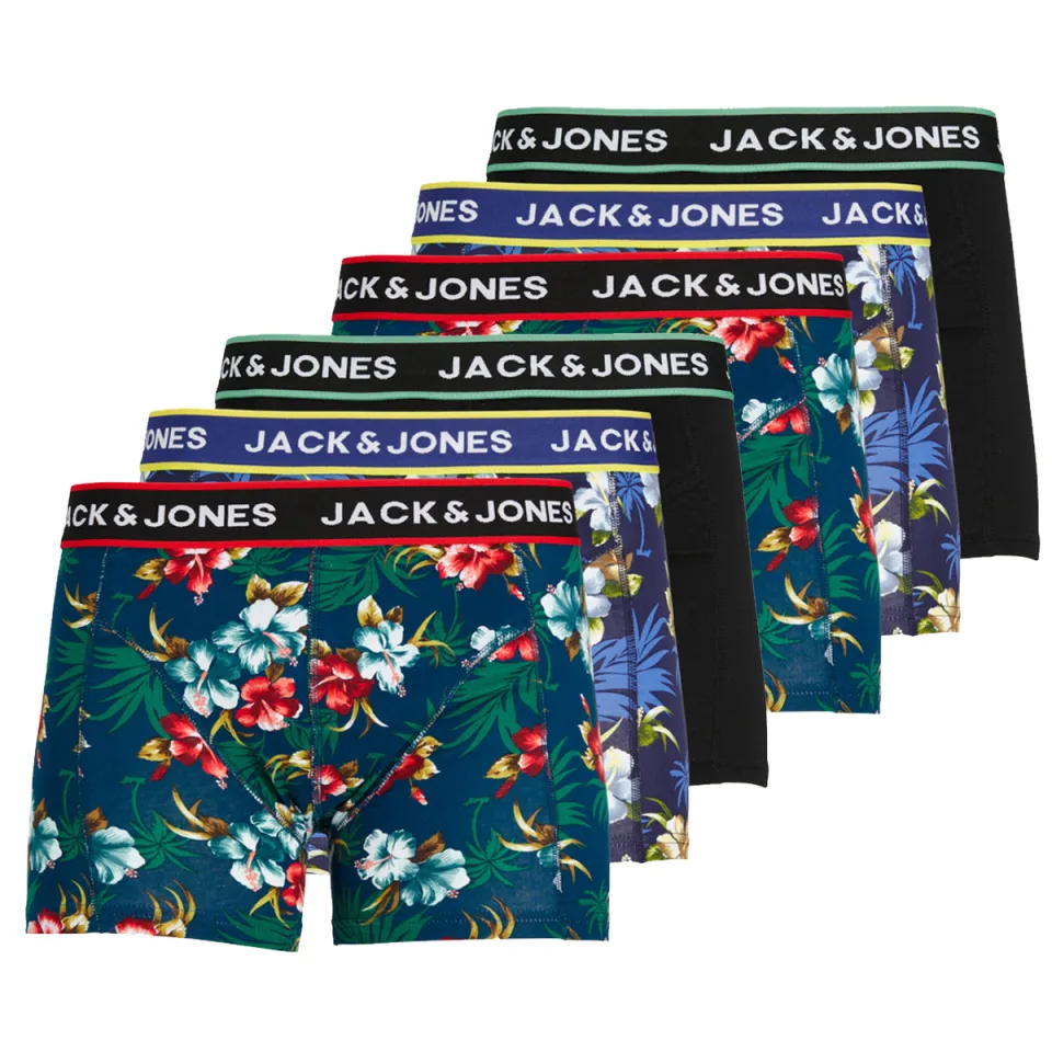 Jack & Jones Boxershorts JACFLOWER Trunks 6-pack Zwart / Navy-M