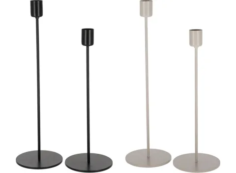 JENS Living Kandelaar finn - Set van 2 - Metaal - Zwart, Grijs