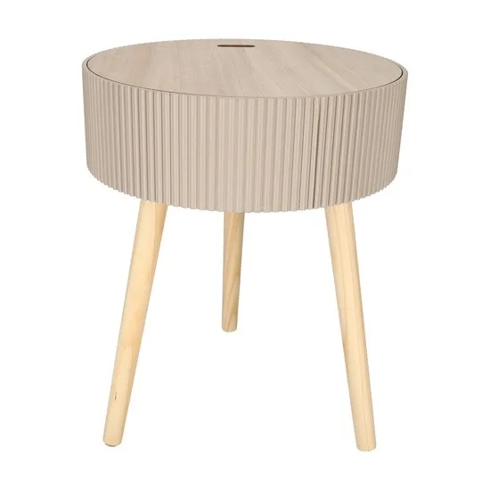JENS Living Opberg Bijzettafel Levi - 38 x 38 x 48 cm - Taupe - Rond