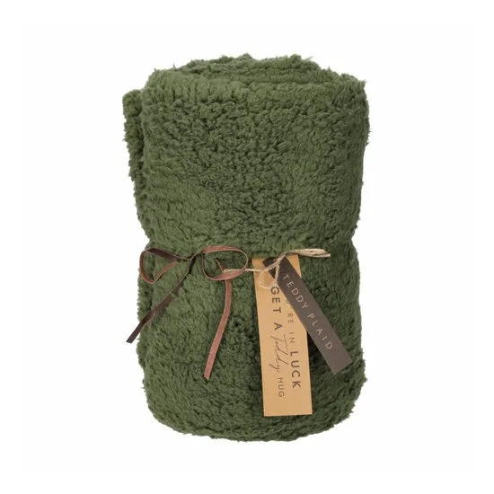 JENS Living Teddy Plaid - Fleecedeken - Groen