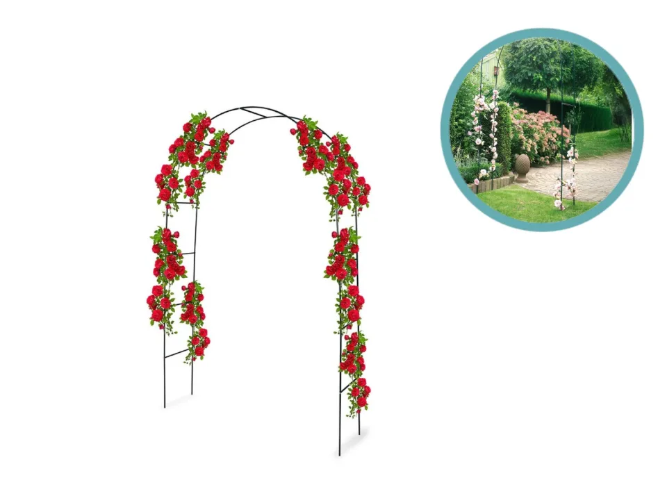 Kinzo Rozenboog Metaal 240 x 140 cm - Rozen Plantensteun voor Klimplanten - Tuinboog en Plantenklimrek - Klimplantgeleider