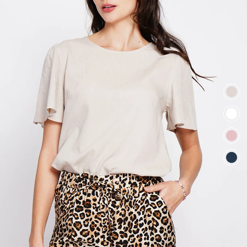 Le Jardin du Lin Dames T-Shirt met Wijdvallende Mouw