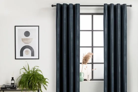 Lifa Living - Fluwelen Gordijnen - 150 x 250 cm - Donker Grijs - Verduisterend