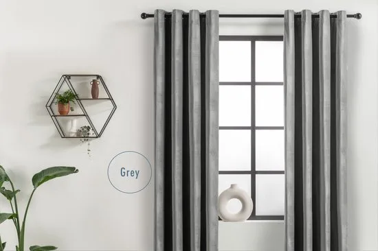 Lifa Living - Fluwelen Gordijnen - 150 x 250 cm - Grijs - Verduisterend