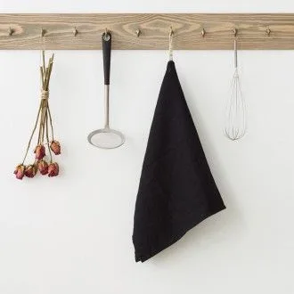 Linen Tales - linnen theedoek black - 45 x 65 cm. .