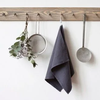 Linen Tales - linnen theedoek - dark grey - 45 x 65 cm .