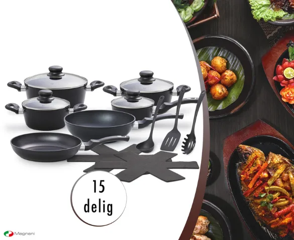 Magnani Pannenset zwart 15-delig