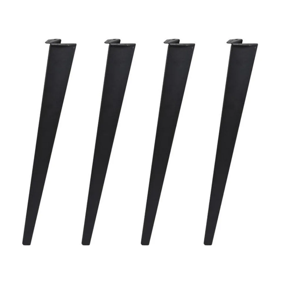 Massief stalen meubelpoot zwart taps 8 bij 5 cm en hoogte 72 cm - 4 stuks