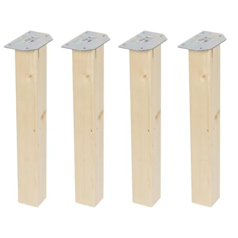 Meubelpoot vierkant 5,5 bij 5,5 cm en hoogte 42 cm van massief hout - 4 stuks