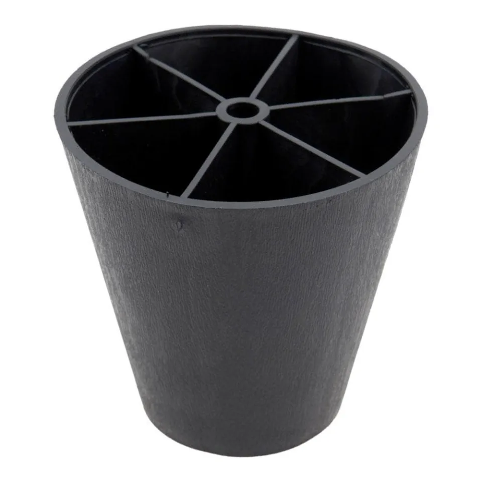 Meubelpoot zwart conisch 7,5 bij 7,5 cm en hoogte 6,5 cm van kunststof