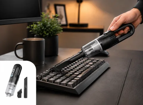 Nexxt Mini Vacuum Cleaner - Kruimelzuiger - draadloos - 70 W - Usb-c - Zwart