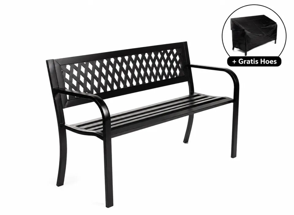 Nexxt Tuinbank - Staal - 125 x 53 x 77 cm + Gratis Hoes