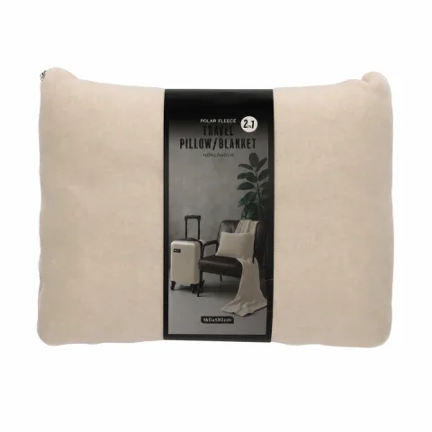 Norlander 2-in-1 Reis Kussen en Deken - Beige - 160 x 160 x 130 cm